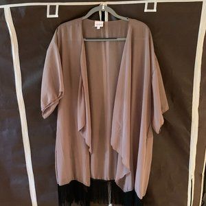 GUC LuLaRoe Monroe Kimono - L - Brown with Fringe